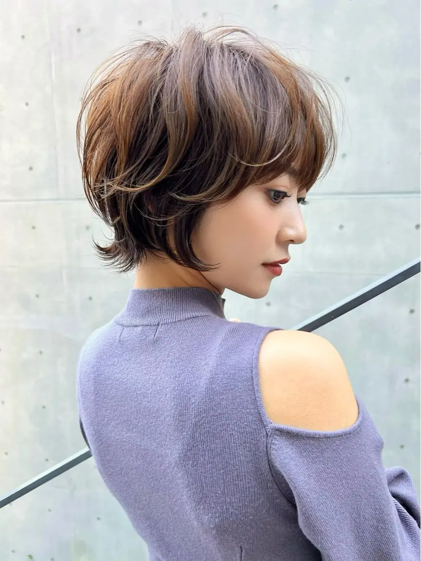 ショート カラー ヘアアレンジ ⭐️銀座/ショート/ 艶カラー/りょうがのヘアスタイル