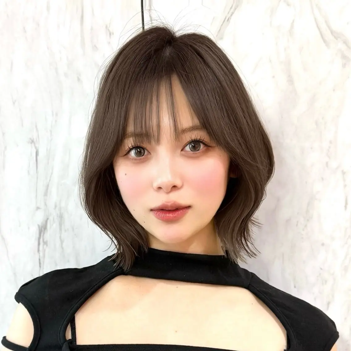 ミディアム カラー ヘアアレンジ ボブレイヤー 透明感カラー ボブ 韓国風ヘア レイヤーカット 韓国ヘア/ロー レイヤー/Rumiのヘアスタイル