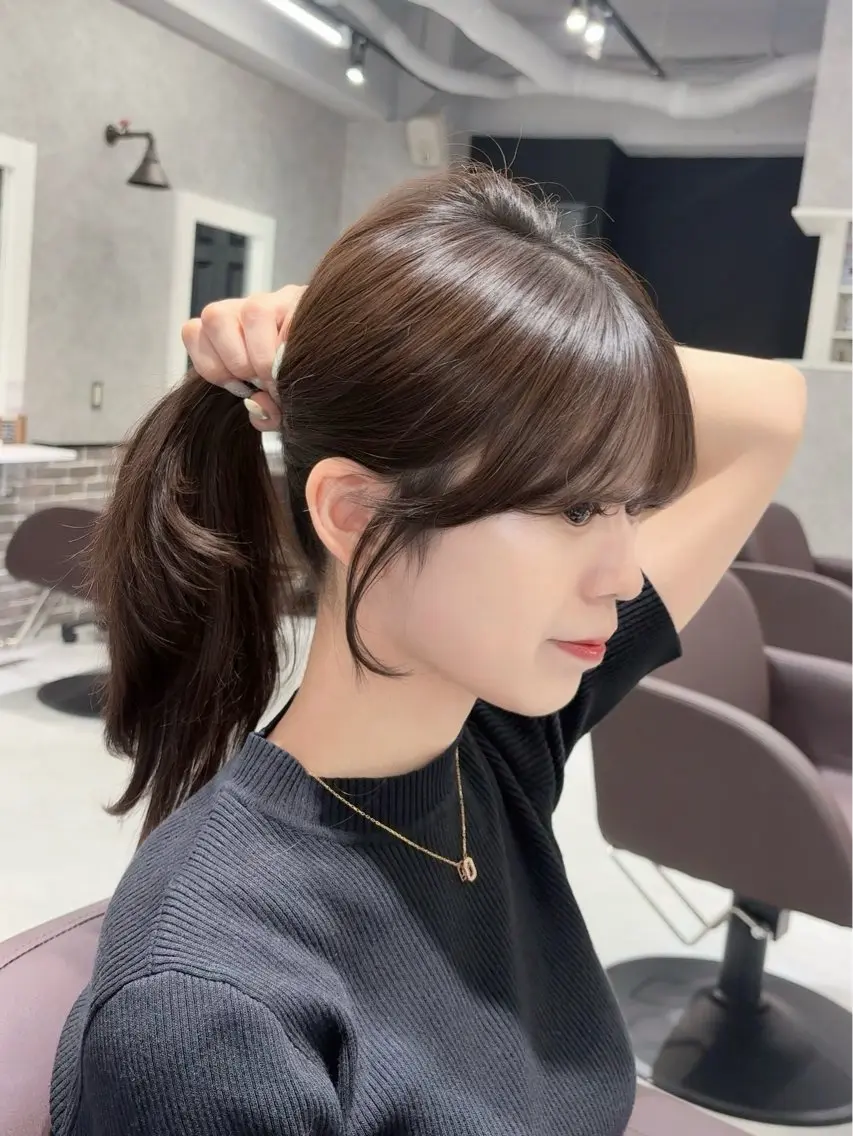 ミディアム 顔周りカット 小顔カット カット ヘアカラー トリートメント あい❤︎ /韓国巻き/レイヤーのヘアスタイル