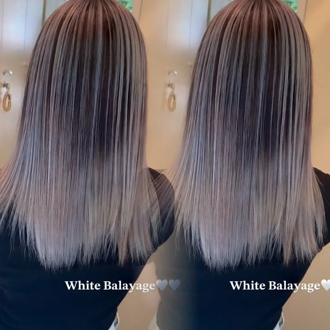 セミロング カラー バレイヤージュ レイヤーカット ヘアカラー ハイトーンカラー/エ クステ/デザインのヘアスタイル