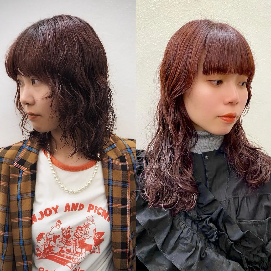 ミディアム カラー パーマ カット ヘアカラー パーマ トリートメント 似合わせレイヤー/ ケアパーマ/高倉のヘアスタイル