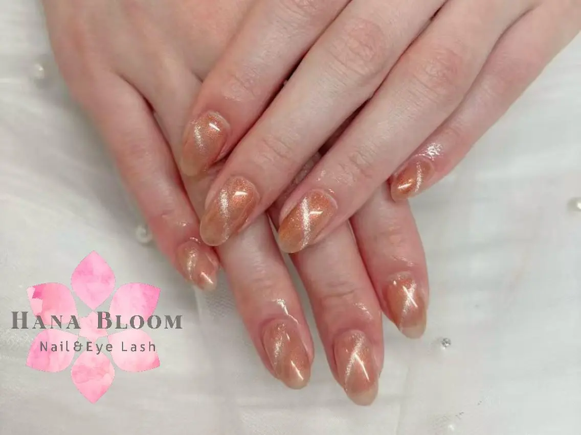 ネイル チークネイル 長さ出し フラッシュネイル キラキラネイル 韓国ネイル ハンドネイル ハンドケア Hana Bloom Nail 渋谷道玄坂のネイルデザイン