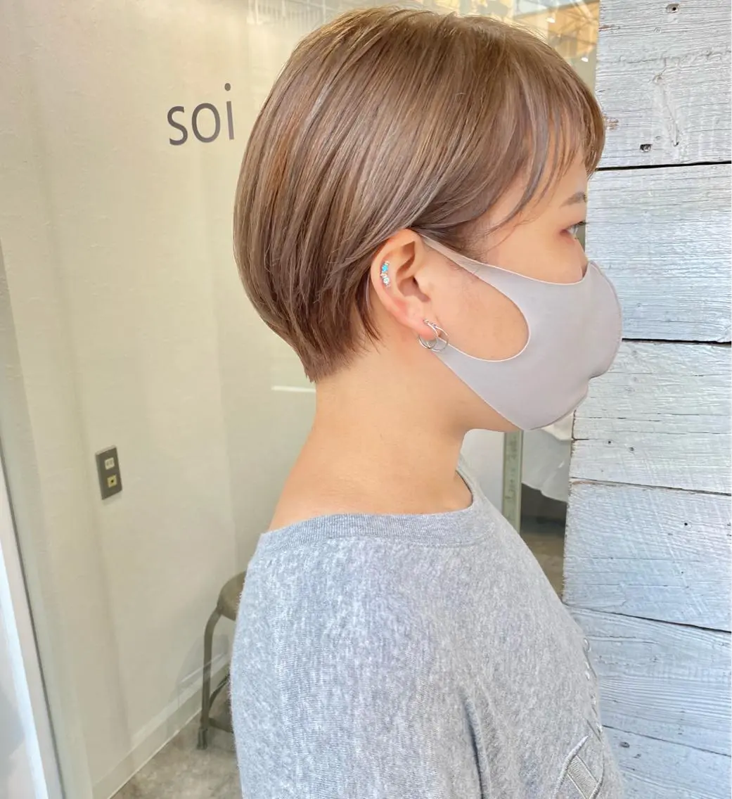 ショート カラー ベージュカラー ヘアカラー 森貴裕/ベージュ/ パーマ/オリーブのヘアスタイル