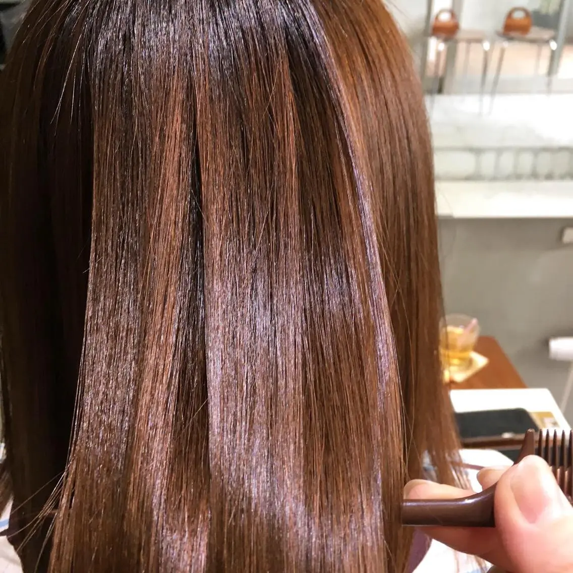 ミディアム カット ヘアカラー 縮毛矯正 トリートメント くまがい みゆ【edge.】のヘアスタイル