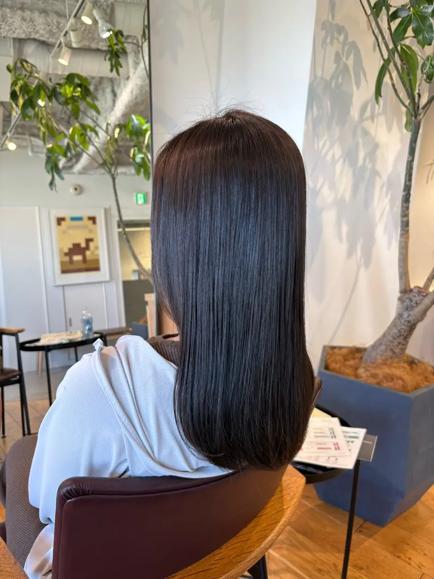 ロング ハイライトをしない 白髪ぼかし/北浜のヘアスタイル