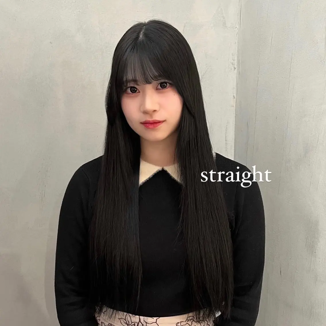 ロング カラー 黒髪 ブルーカラー ブルーブラック 縮毛矯正 カット 𝙆𝙖𝙞🎀🩶 レイヤー/縮毛矯正のヘアスタイル