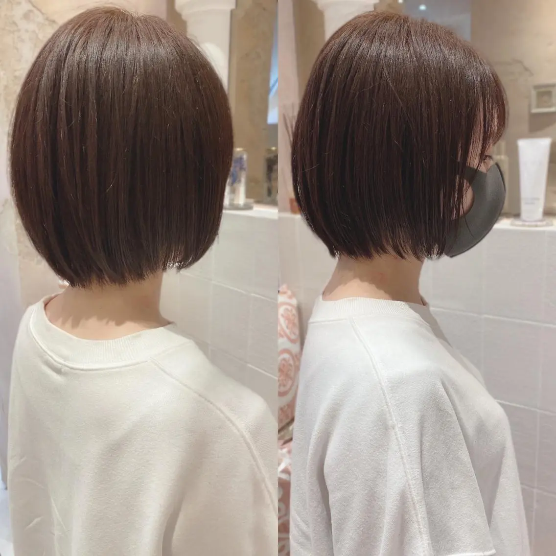 ショート カラー ブラウンカラー チョコレートブラウン ボブ カット ヘアカラー トリートメント ツヤ髪になりたい方へ 🩷柴田知亜希のヘアスタイル