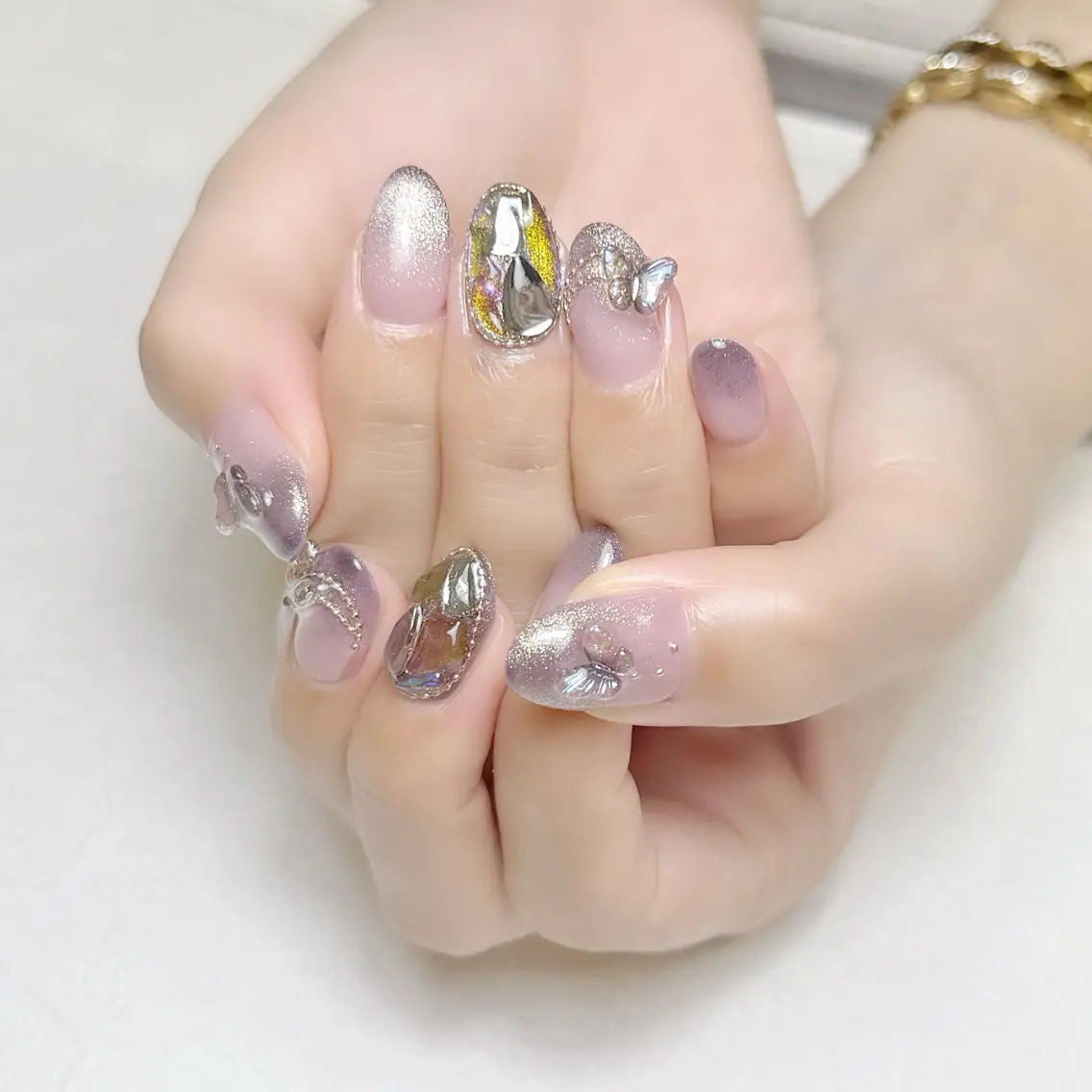 ネイル グラデーション マグネットネイル パープル rouse nail RISATOのネイルデザイン