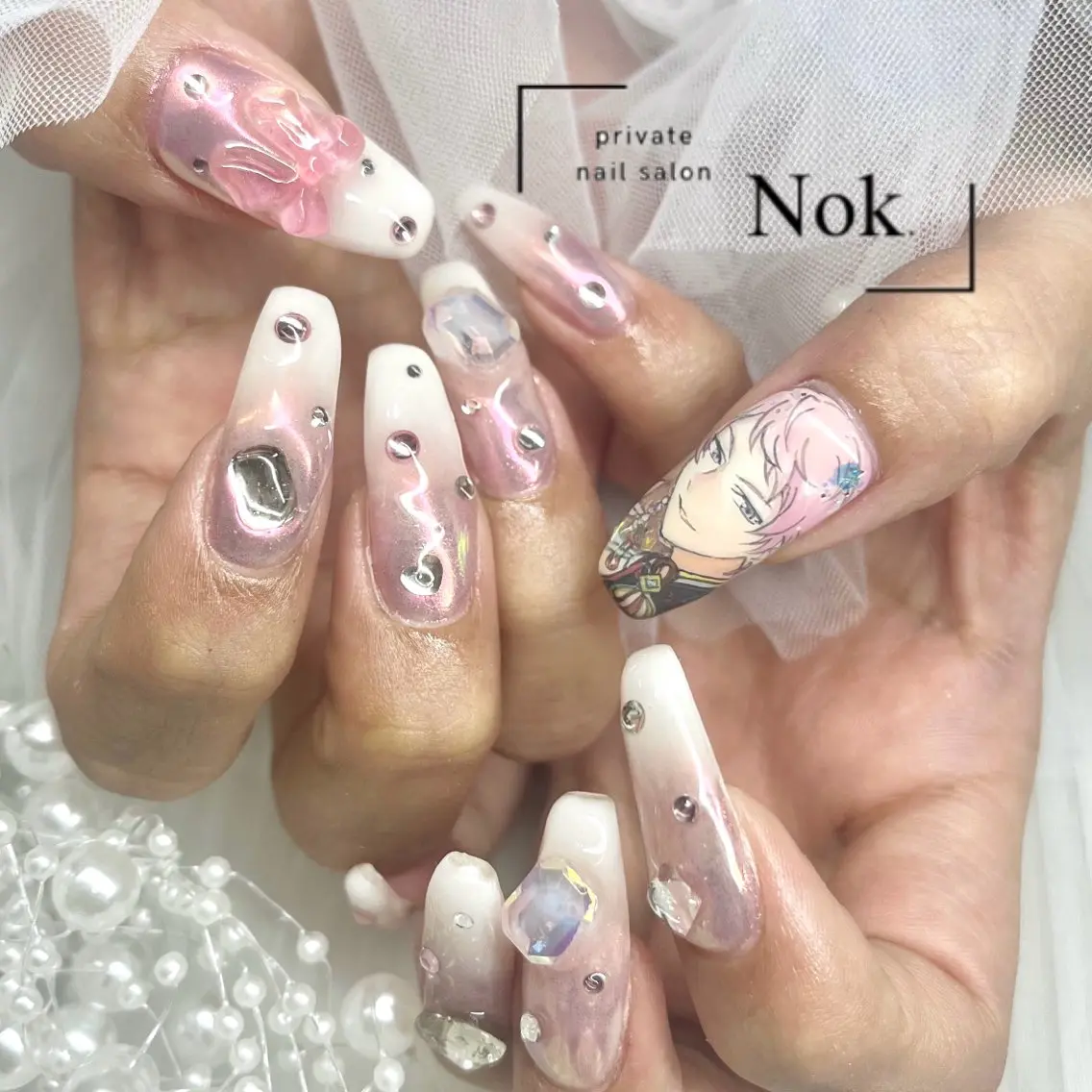 ネイル ストーンネイル ハンドネイル 池袋痛ネイル Nok. 渡辺のネイルデザイン