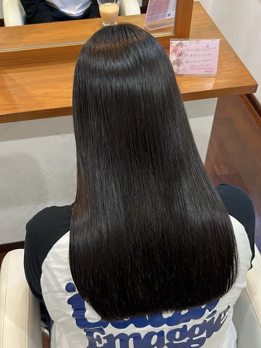 ロング パーマ 髪質改善 ストレートパーマ 今在家 玲【艶髪スト レート/メンズ】のヘアスタイル