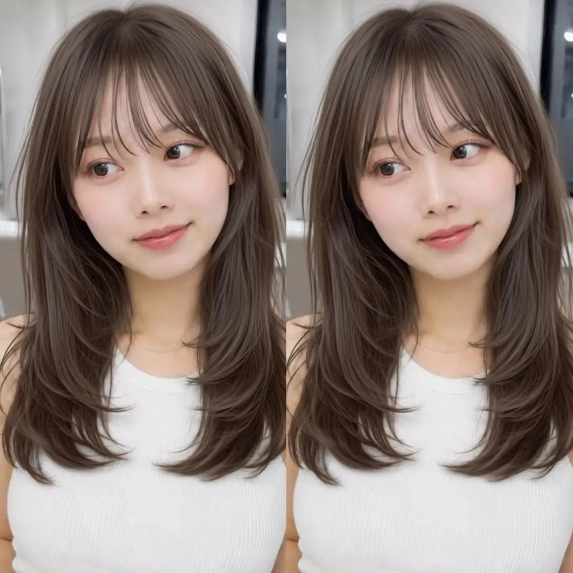 セミロング 簡単ワンカールレイ ヤーカット清水隆央のヘアスタイル