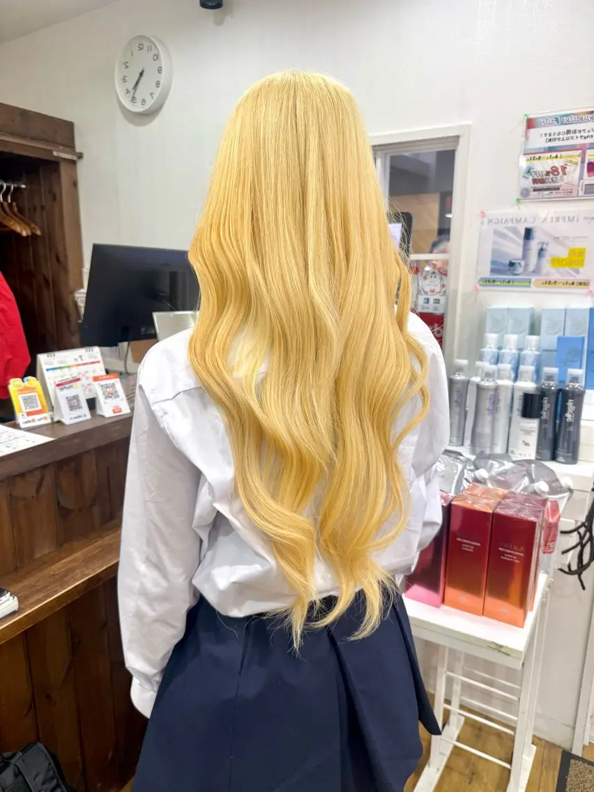ロング カラー ヘアアレンジ ブリーチ 抜きっぱなしブロンド ブロンド ヘアカラー 💖ダブルカラー/ ヘアセット/晴香💖のヘアスタイル