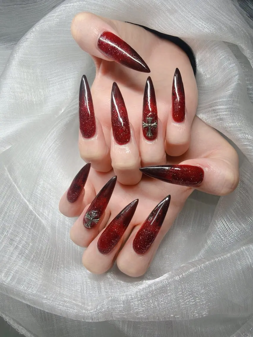 ネイル 長さ出し グラデーション 卒業式 キラキラネイル マグネットネイル ハンドネイル Lee Nailsのネイルデザイン