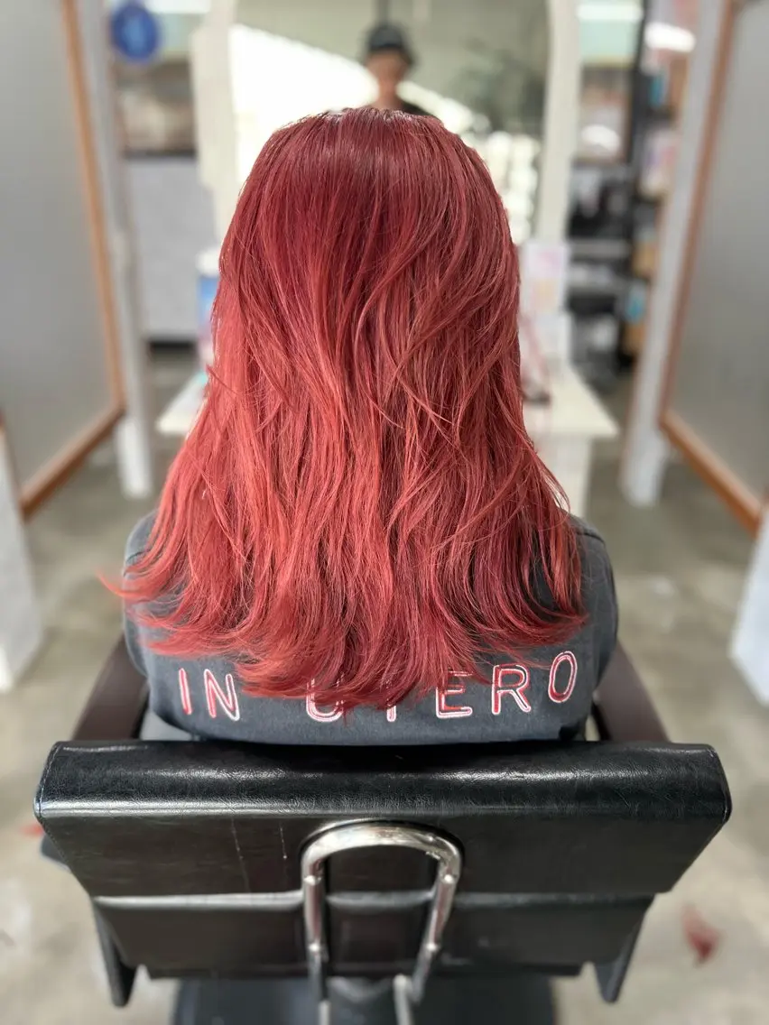 ミディアム カラー ブリーチ ケアブリーチ ダブルカラー ピンクカラー トリートメント ヘアカラー Style Tのヘアスタイル
