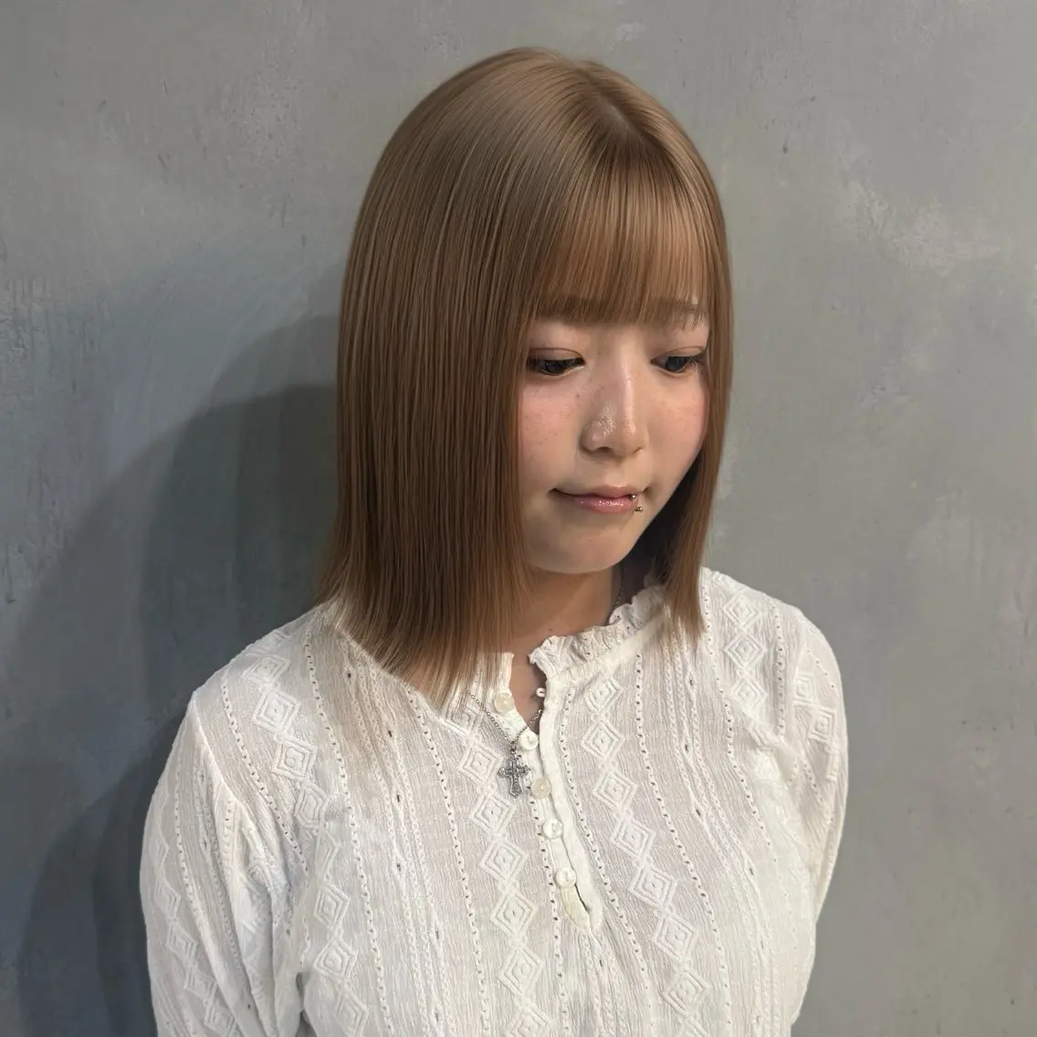 ミディアム ヘアカラー トリートメント ♡noa/ボブ ナチュラルカラー♡のヘアスタイル