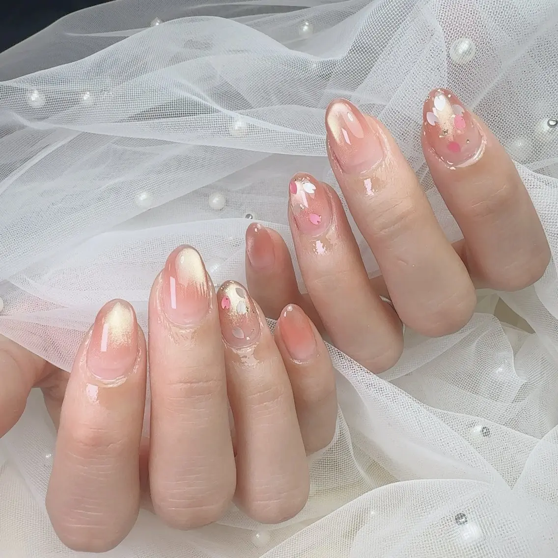 ネイル 成人式 長さ出し フットネイル フレンチネイル ジェルネイル ハンドネイル nail salon Feerieのネイルデザイン