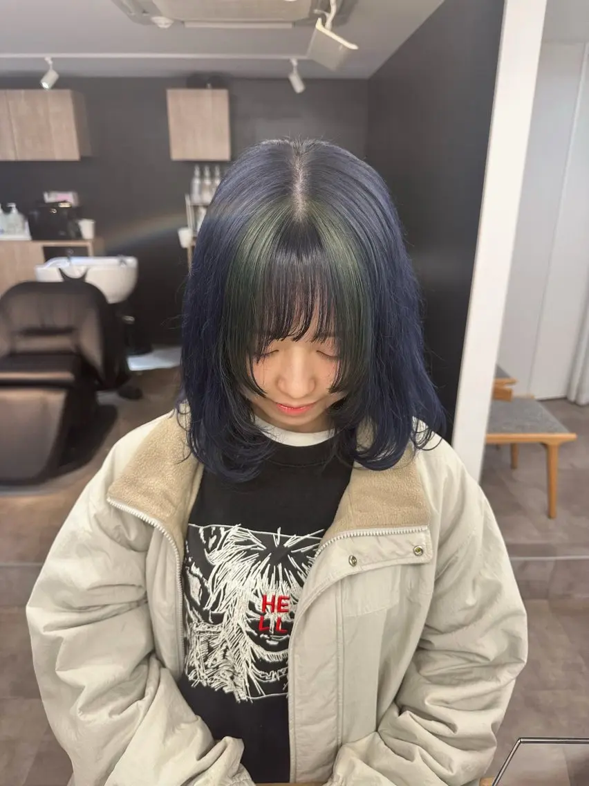 ミディアム カラー カット ヘアカラー トリートメント タッセルボブ/ ボブ/hinaのヘアスタイル