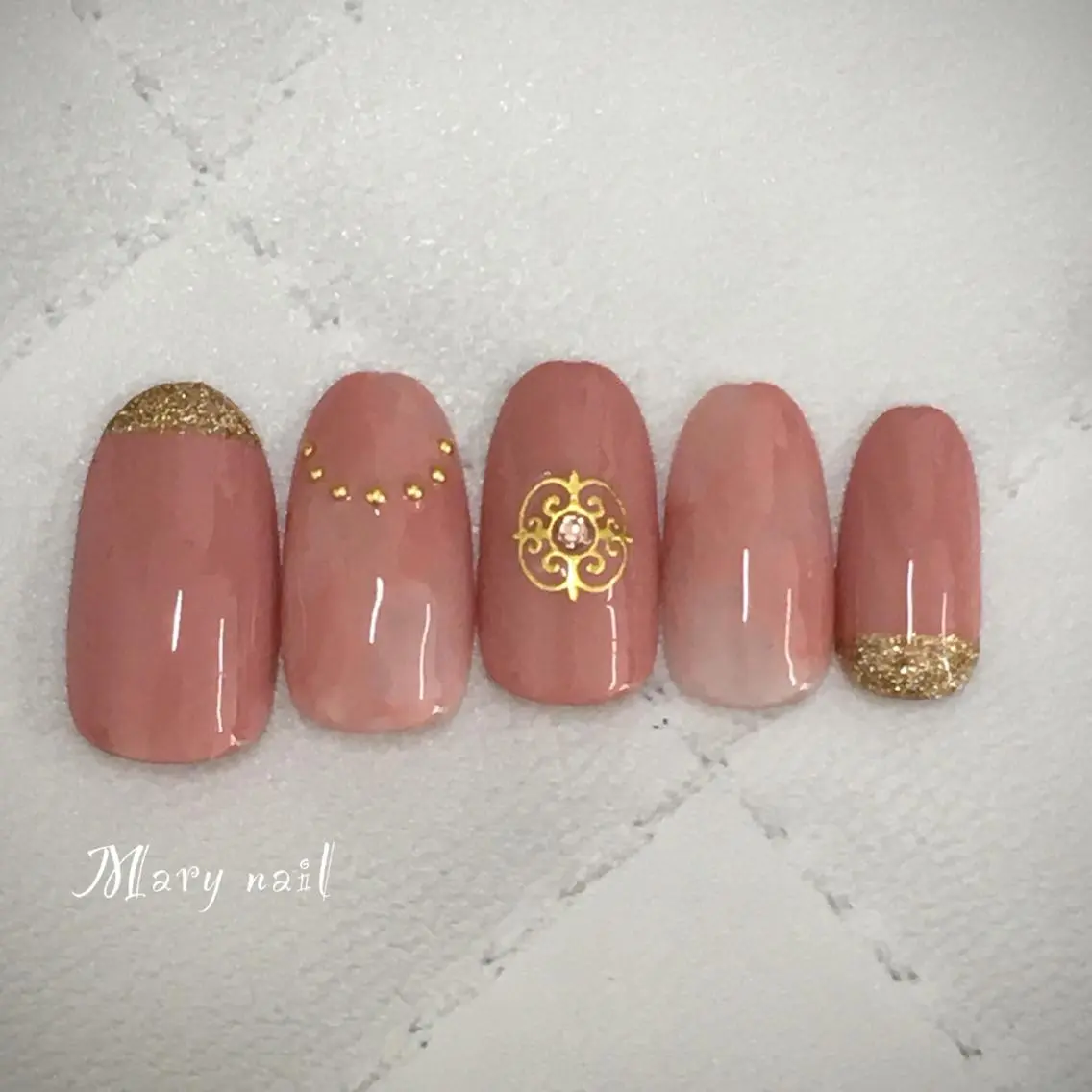 ネイル ニュアンスネイル ピンク ハンドネイル Mary nail .narumiのネイルデザイン