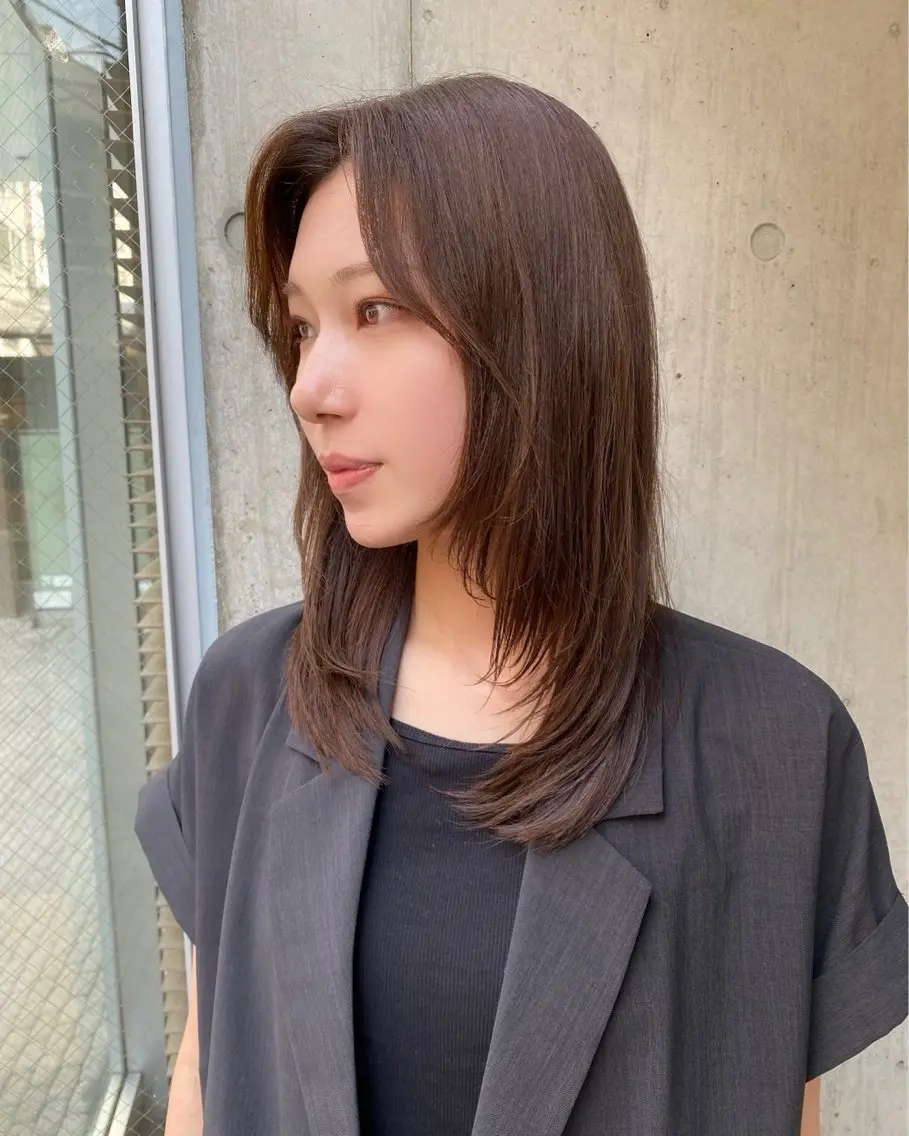 ミディアム カラー カット ヘアカラー トリートメント 似合わせレイヤー/ ケアパーマ/高倉のヘアスタイル