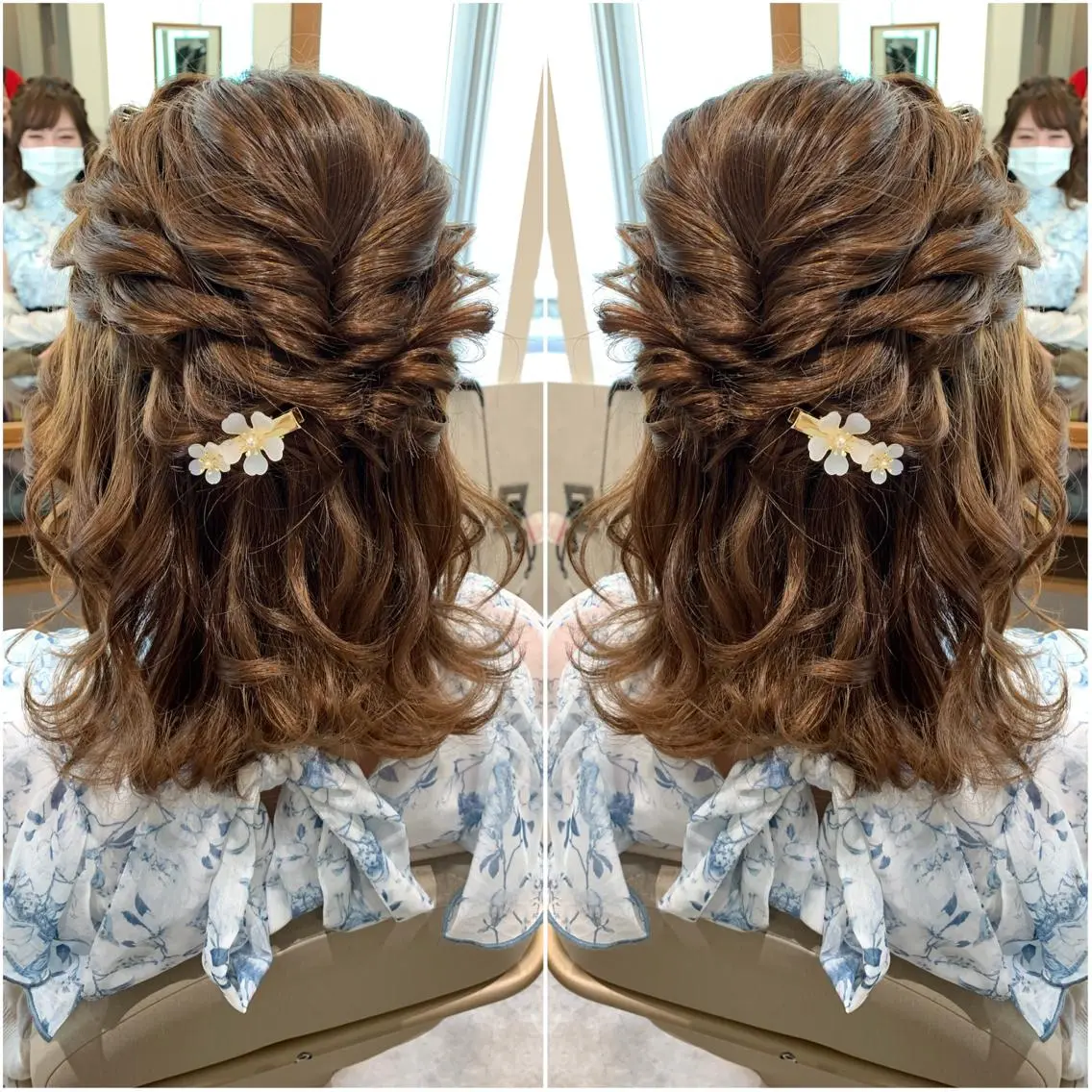 ミディアム ヘアアレンジ ハーフアップ ヘアセット 韓国hair🦋 Nanaのヘアスタイル