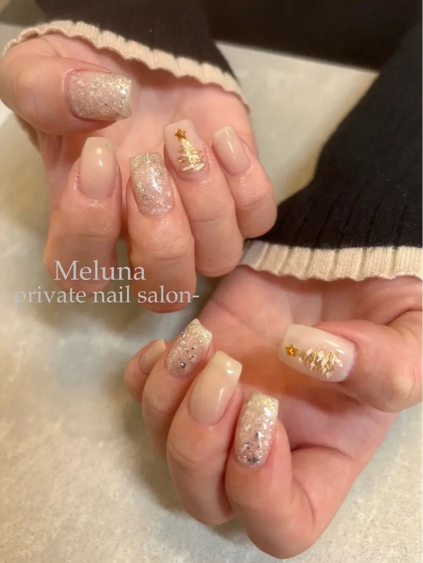 ネイル 冬ネイル クリスマス Meruna .ﾒﾙｰﾅ.のネイルデザイン