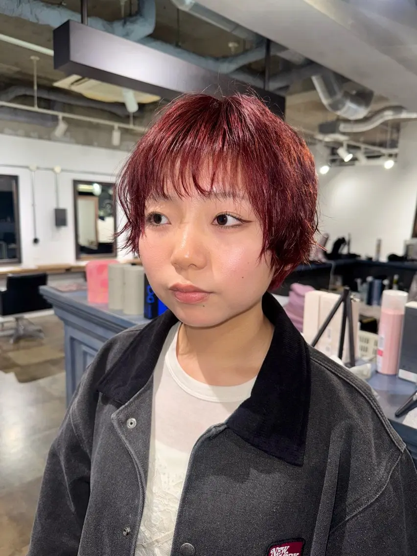 ショート カラー ブリーチ ハイトーンカラー オレンジ トリートメント ヘアカラー qin／ 天海／Amamiのヘアスタイル