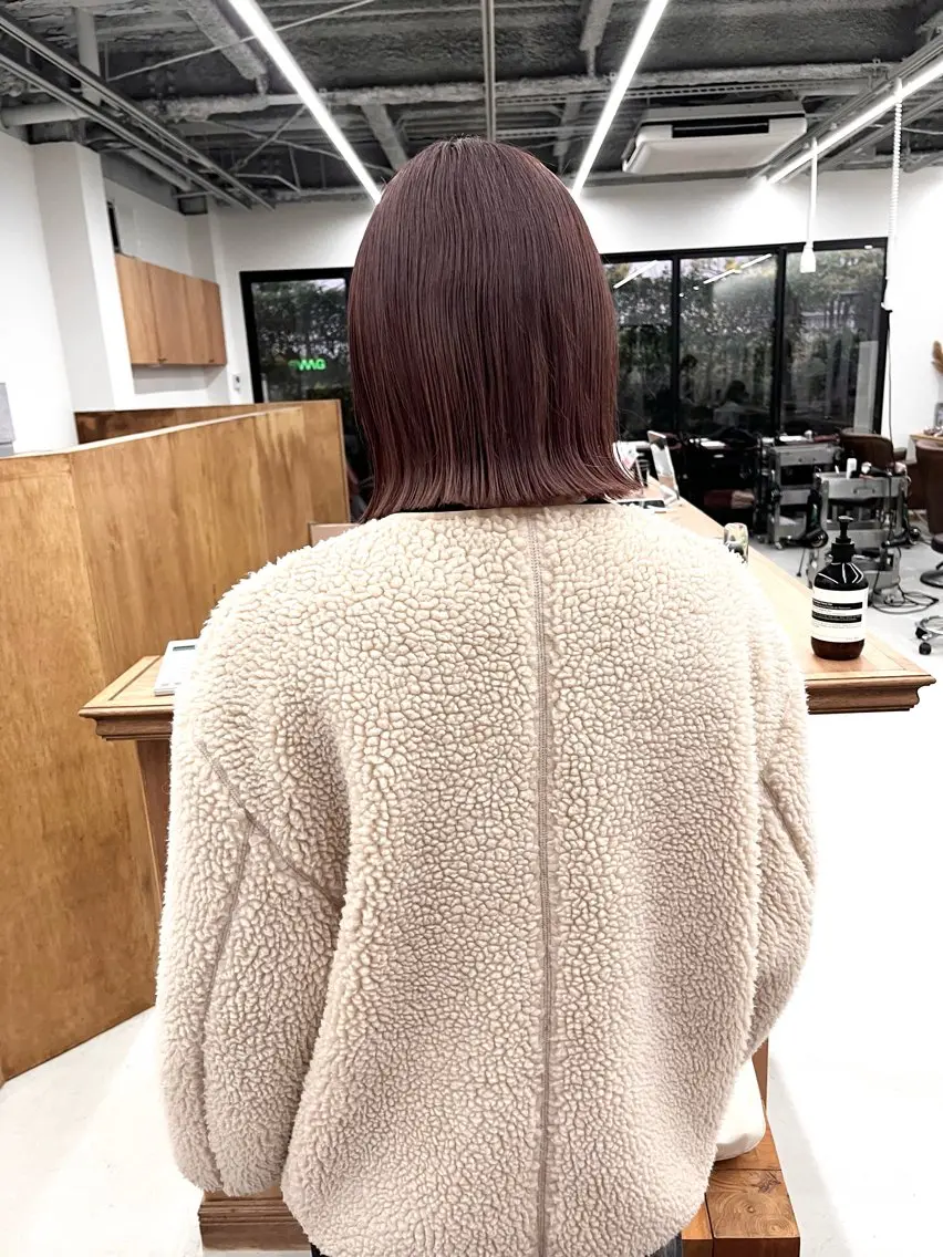 ミディアム カラー ヘアアレンジ ブリーチ ダブルカラー ブリーチなしカラー ボブ ena/ブリーチなし 透明感・レイヤー🎀のヘアスタイル