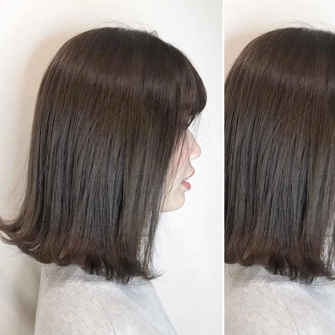 セミロング カラー カット トリートメント JuNブリーチに 縮毛矯正するプロのヘアスタイル