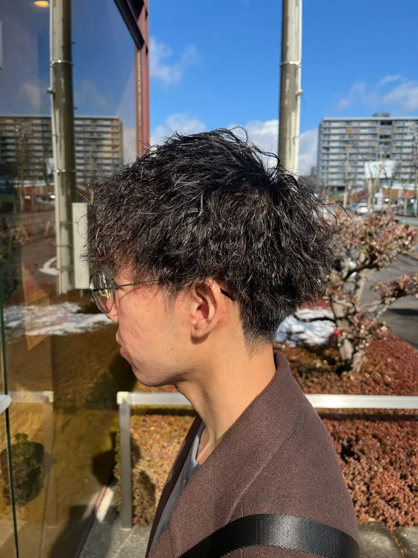 ショート パーマ メンズ マッシュ メンズパーマ 刈り上げ カット パーマ 北川 寛之✨メンズパーマ✨のヘアスタイル