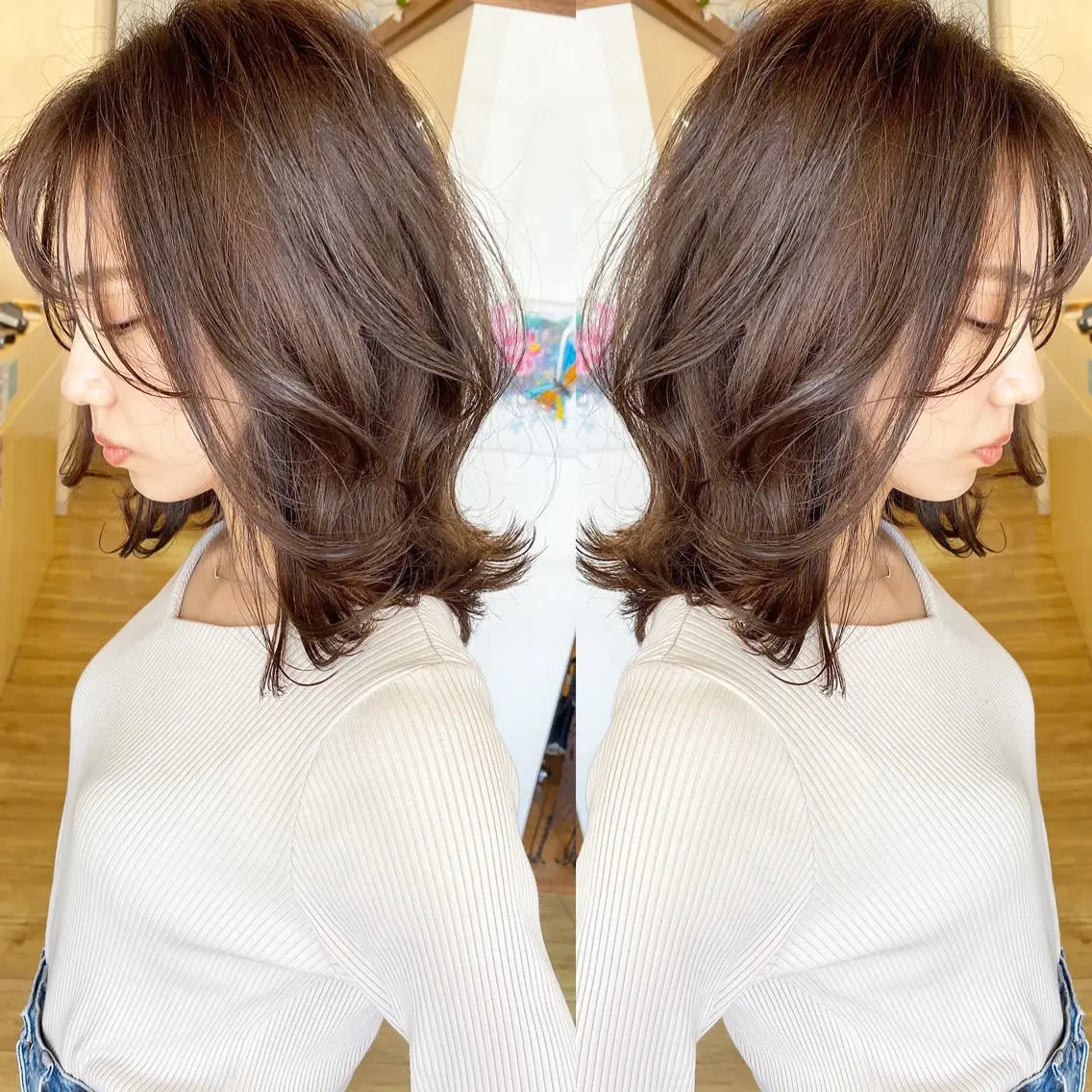 ミディアム カラー イルミナカラー カット ヘアカラー grand juteのヘアスタイル