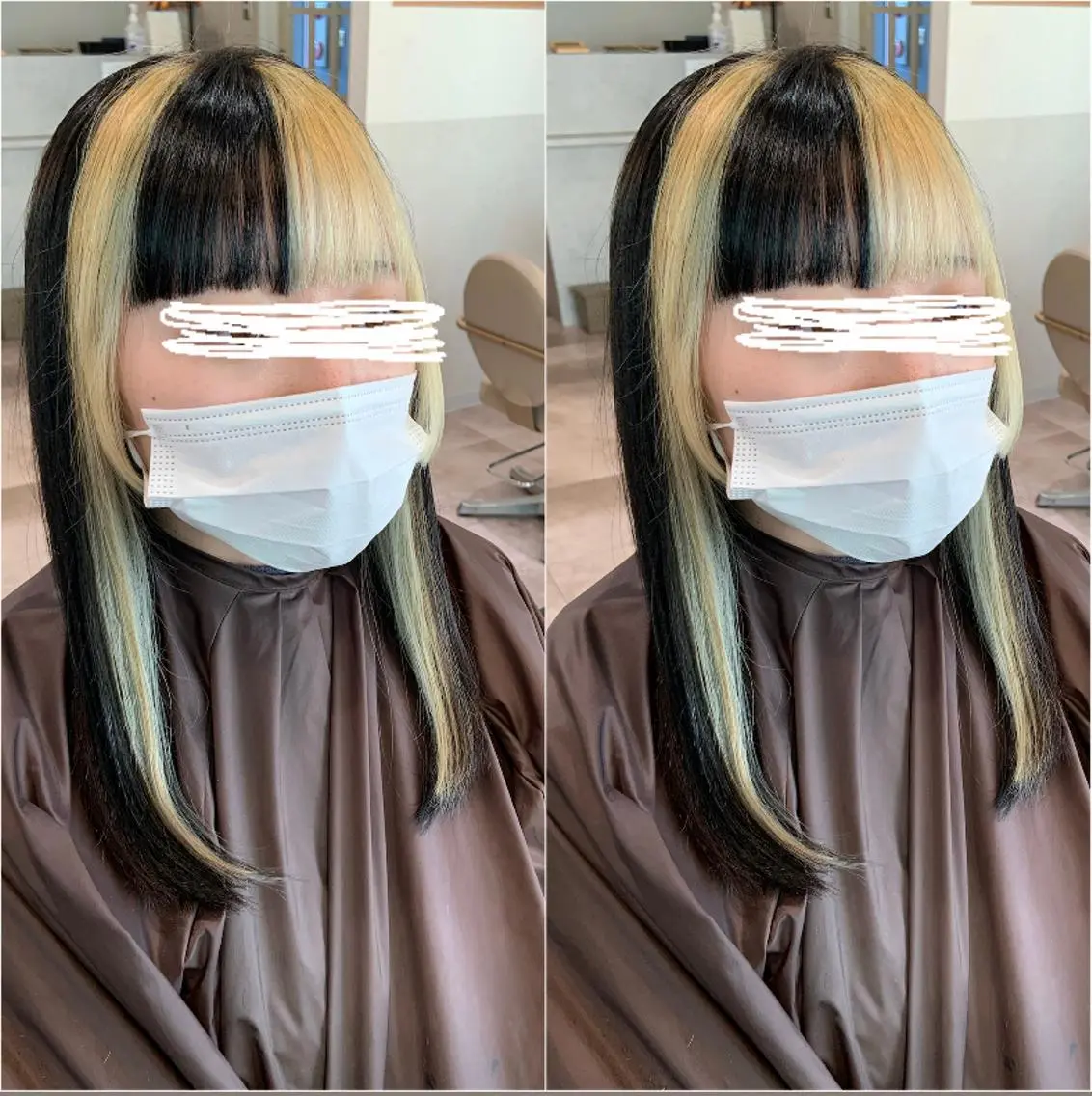 セミロング カラー ヘアアレンジ ブリーチ 韓国hair🦋 Nanaのヘアスタイル
