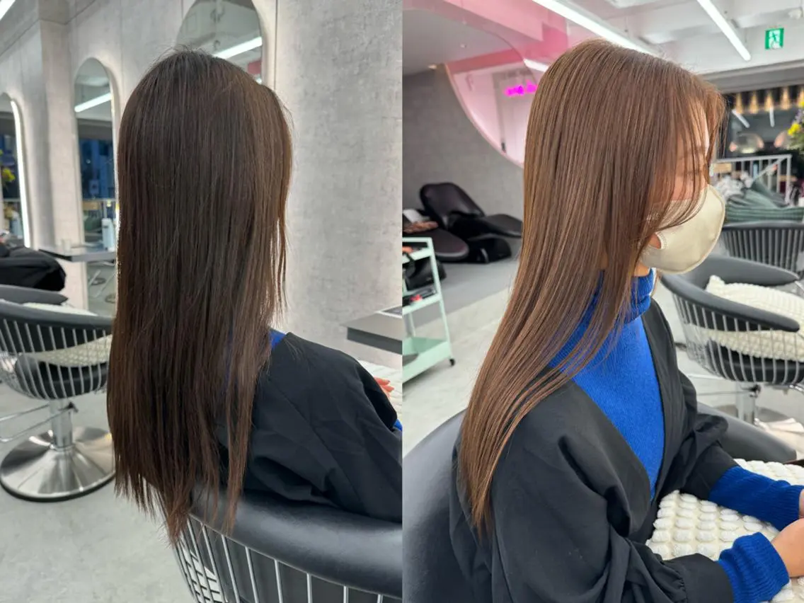 ロング カット 縮毛矯正 低ダメージカラー Yoshidaのヘアスタイル