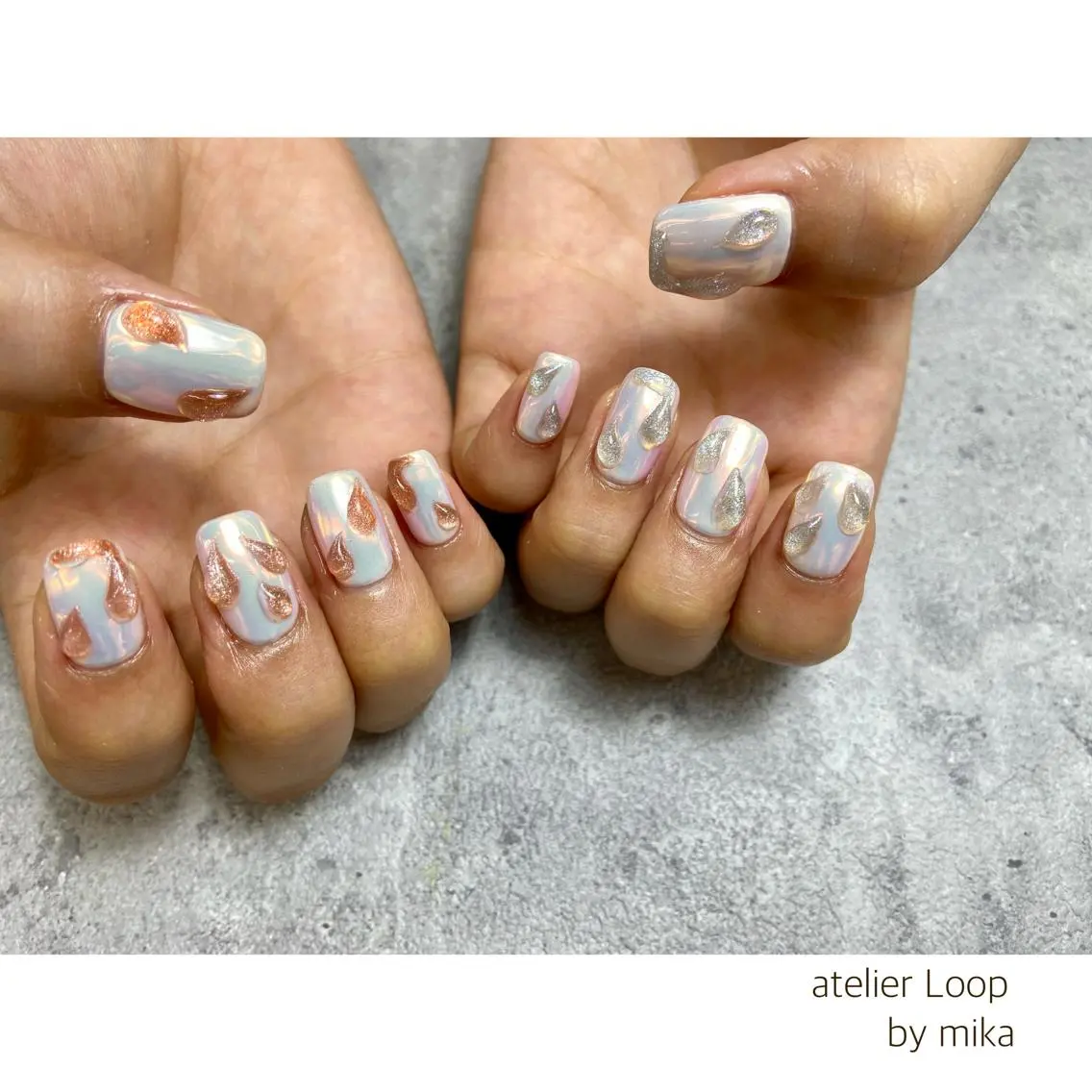ネイル オーロラネイル マグネットネイル ミラーネイル ハンドネイル atelier Loop♪MIKAのネイルデザイン