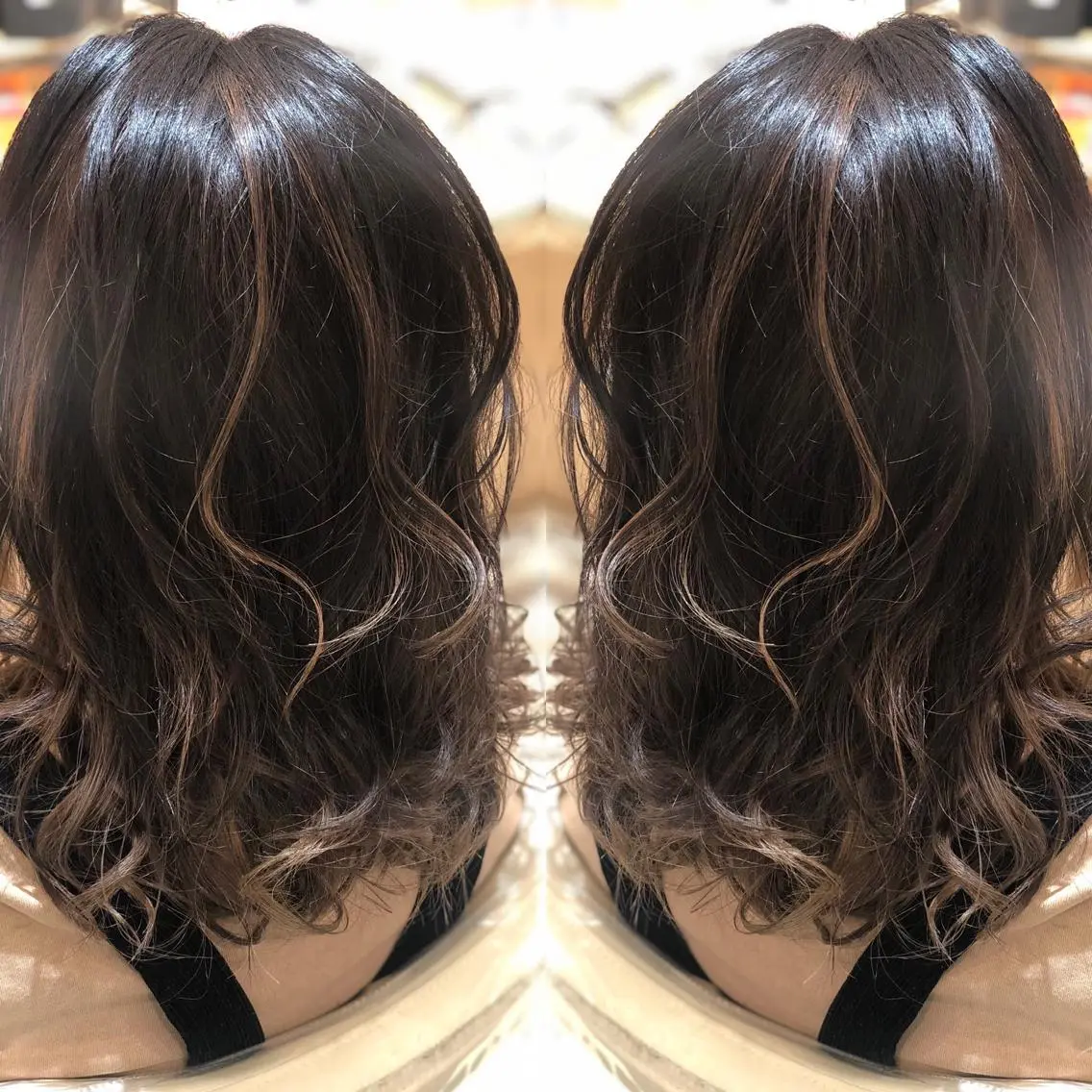 セミロング 縮毛矯正/髪質改善 継続する美髪のヘアスタイル