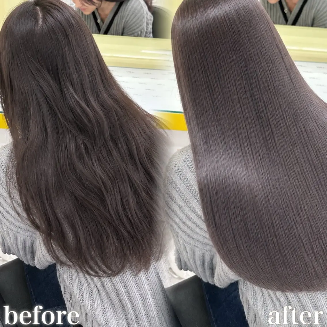 ロング カット 縮毛矯正 トリートメント ブリーチ縮毛矯正飛我 韓国ヘア🫧のヘアスタイル