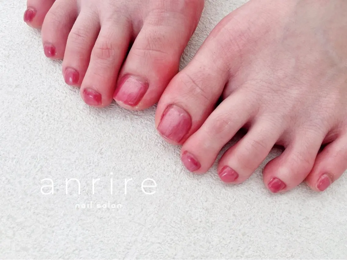 ネイル 入学式 フットネイル ジェルネイル マグネットネイル ワンカラーネイル nailsalon anrireのネイルデザイン