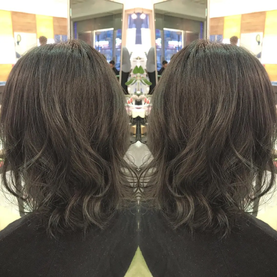 ミディアム カラー グレージュ イルミナカラー 青木 茂樹⭐️ 透明感カラーのヘアスタイル