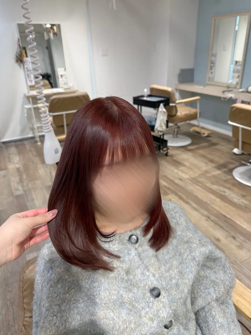 セミロング レイヤーカット ピンク・ラベンダー/ レイヤー/NANAのヘアスタイル