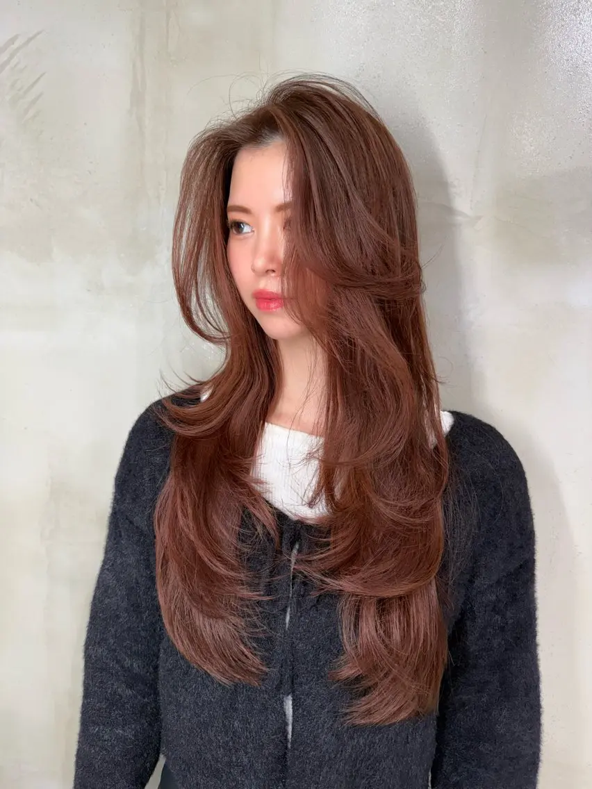 ロング カット ヘアカラー トリートメント 韓国✖️網紅🖤 パーマYURIYAのヘアスタイル