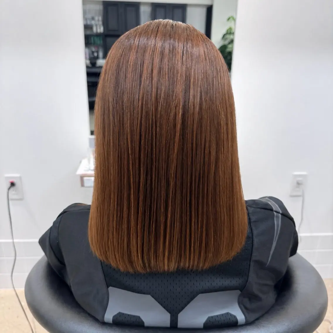 セミロング パーマ 縮毛矯正 縮毛矯正 内田 愛莉のヘアスタイル