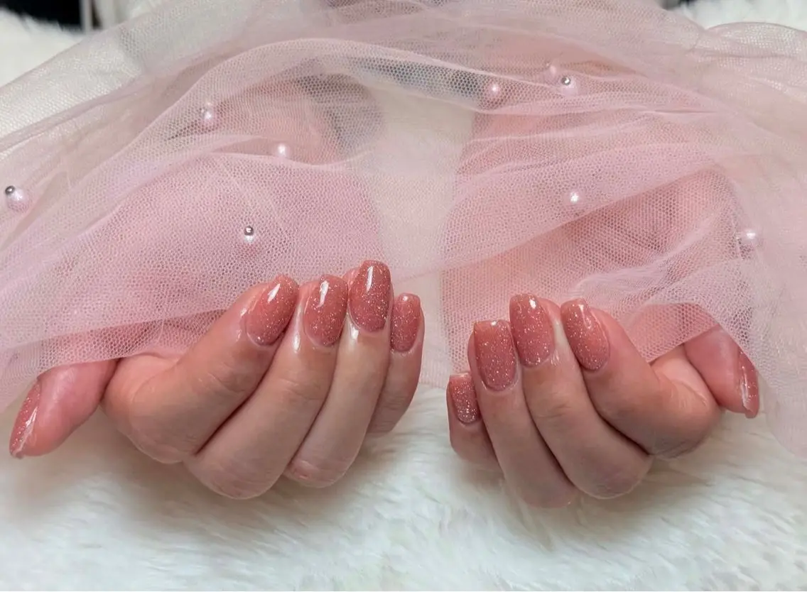ネイル チークネイル 長さ出し フレンチネイル ジェルネイル グラデーション ハンドネイル RIBON nail 高田馬場のネイルデザイン