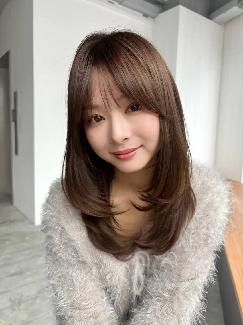 セミロング レイヤーカット 🤍yura🤍池袋 レイヤー似合わせのヘアスタイル