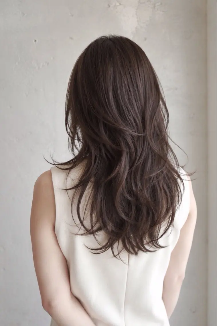 ロング ハッシュカット 韓国風ヘア レイヤーカット トリートメント カット pia 薬院のヘアスタイル