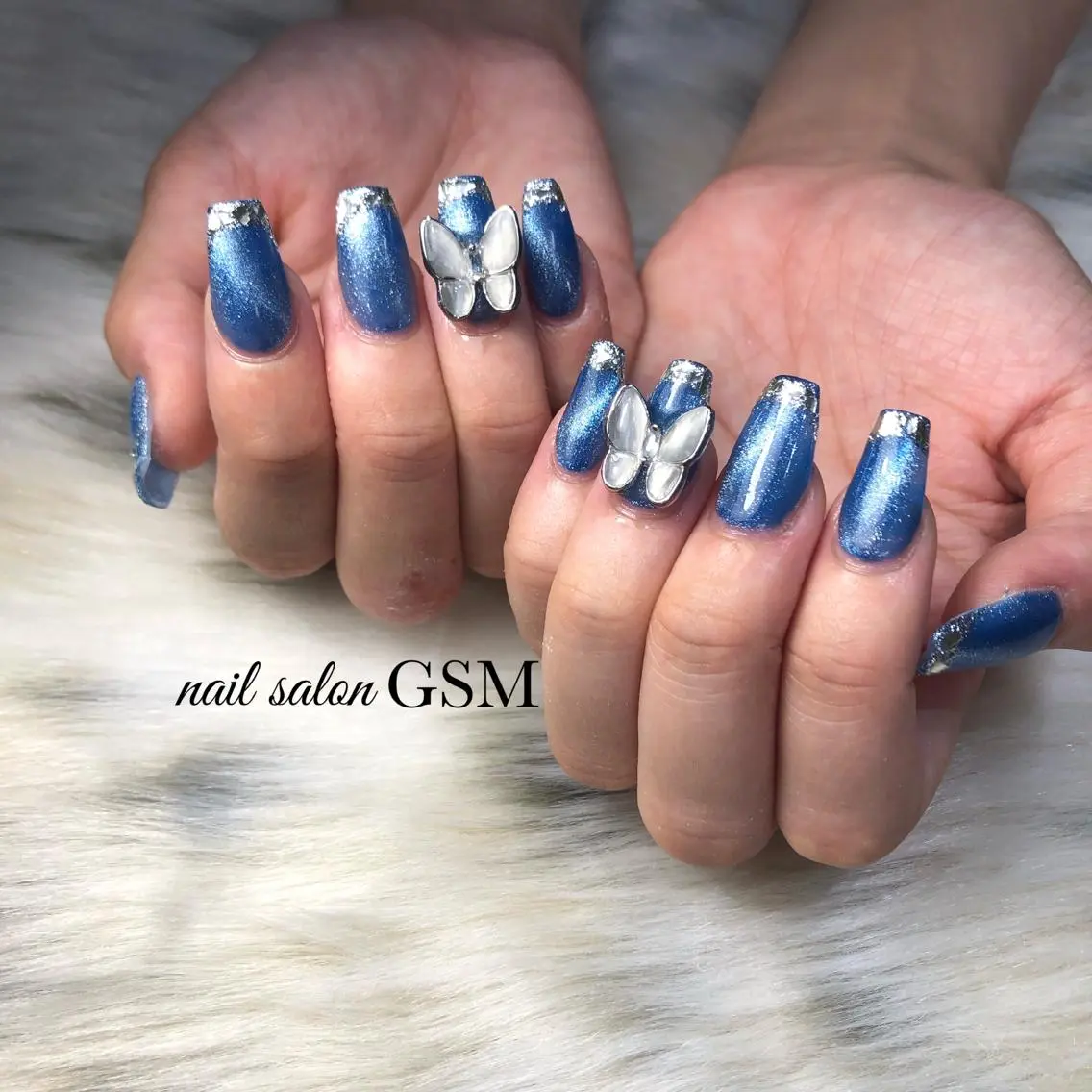 ネイル フレンチネイル ガラスフレンチ キラキラネイル マグネットネイル ハンドネイル nail salon GSMのネイルデザイン