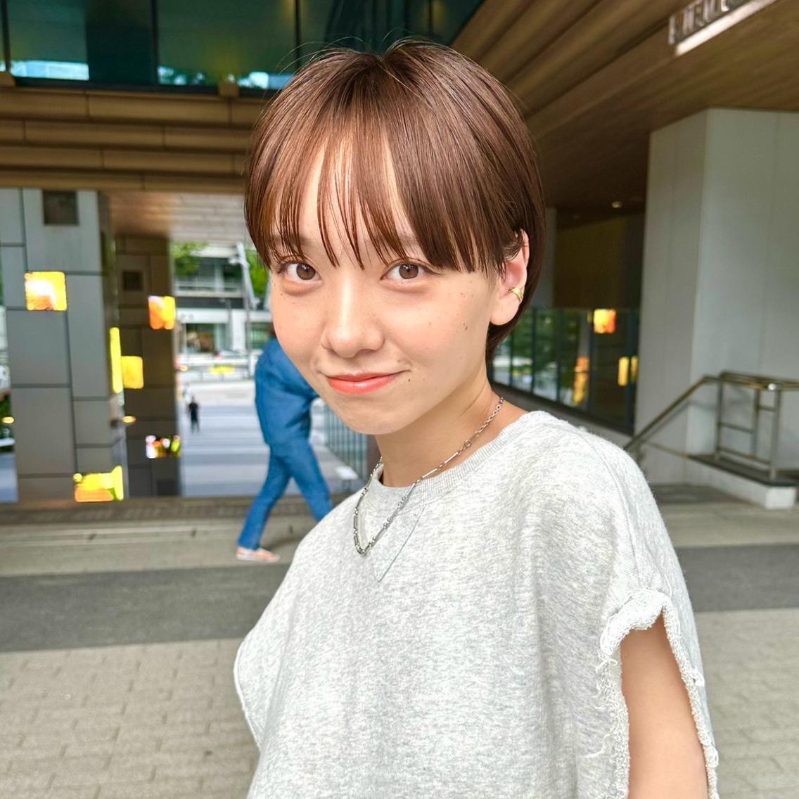 ショート カラー ブラウンカラー ショートヘア カット ヘアカラー 骨格診断で絶対可愛い ✨丸みショート✨凌弥のヘアスタイル