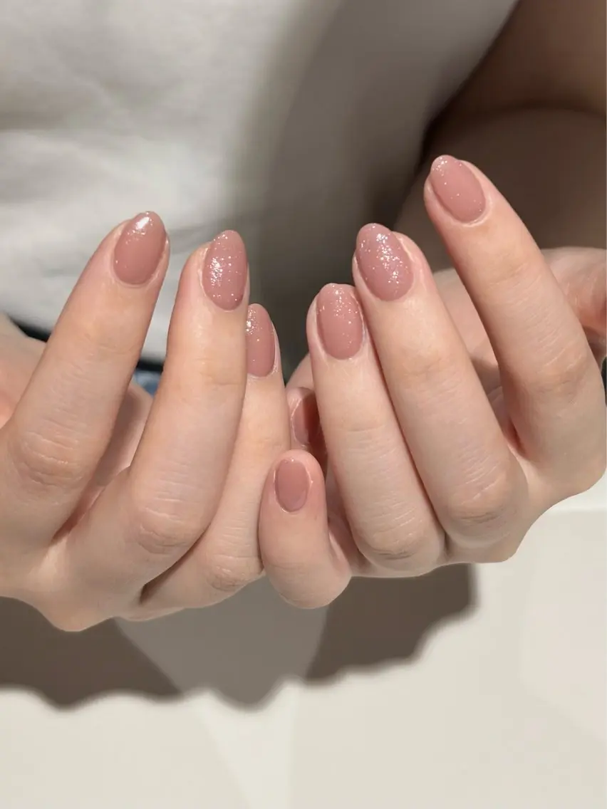 ネイル ブラウン ピンク ハンドネイル rikako OAK溝の口のネイルデザイン