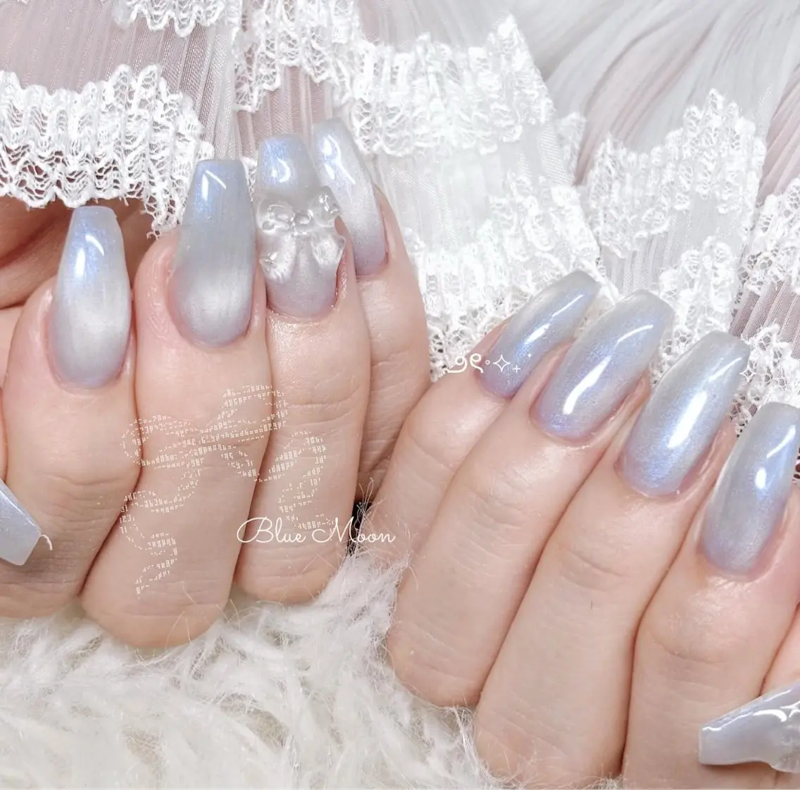 ネイル リボン ハンドネイル フットネイル nail salon Blue Moonのネイルデザイン