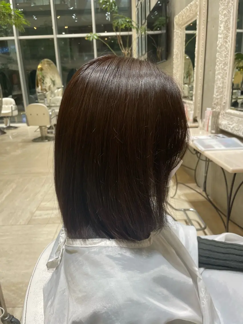 ミディアム トリートメント 韓国風レイヤーカラー ライムのヘアスタイル