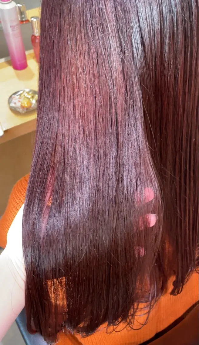ロング カラー ブリーチ カシス ブリーチなしカラー 黒田 優里 🎀🫧のヘアスタイル