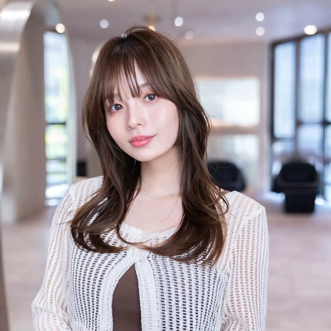 セミロング ボブ 顔まわりレイヤー 顔周りカット ハッシュカット 髪質改善 原宿/韓国/髪質改善 /レイヤー/ボブのヘアスタイル